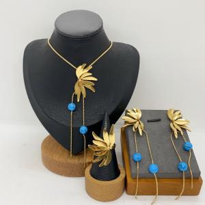 Women's Stainless Steel Fashion Jewelry Pendant Ring Earrings Set of Three - KS231279-LX