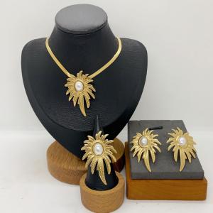 Women's Stainless Steel Fashion Jewelry Pendant Ring Earrings Set of Three - KS231280-LX