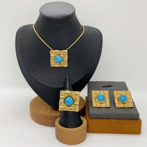 Women's Stainless Steel Fashion Jewelry Pendant Ring Earrings Set of Three - KS231287-LX