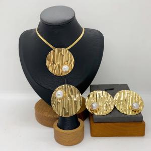 Women's Stainless Steel Fashion Jewelry Pendant Ring Earrings Set of Three - KS231290-LX