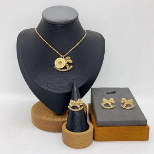 Women's Stainless Steel Fashion Jewelry Pendant Ring Earrings Set of Three - KS231295-LX