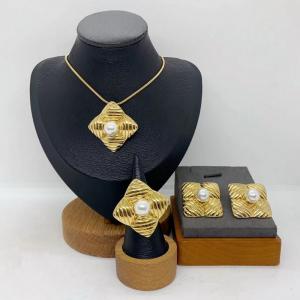 Women's Stainless Steel Fashion Jewelry Pendant Ring Earrings Set of Three - KS231298-LX