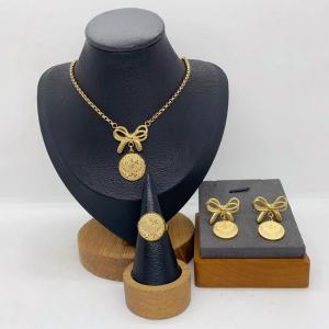 Women's Stainless Steel Fashion Jewelry Pendant Ring Earrings Set of Three - KS231301-LX