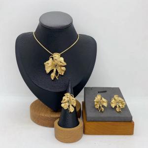 Women's Stainless Steel Fashion Jewelry Pendant Ring Earrings Set of Three - KS231307-LX