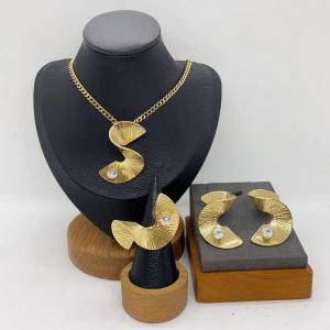 Women's Stainless Steel Fashion Jewelry Pendant Ring Earrings Set of Three - KS231317-LX