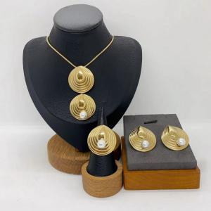 Women's Stainless Steel Fashion Jewelry Pendant Ring Earrings Set of Three - KS231318-LX