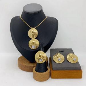 Women's Stainless Steel Fashion Jewelry Pendant Ring Earrings Set of Three - KS231319-LX