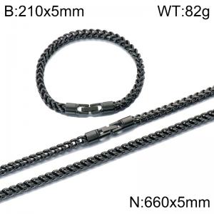 Fashion Jewelry Stainless Steel Chain Bracelet Necklace Set - KS231359-KFC