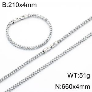Men's Fashion Jewelry Stainless Steel Necklace Bracelet Set - KS231628-KFC