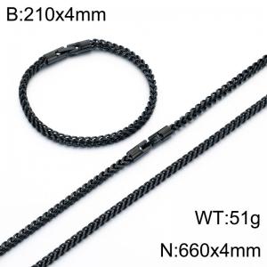 Men's Fashion Jewelry Stainless Steel Necklace Bracelet Set - KS231629-KFC