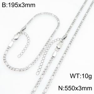 Stainless steel NK chain bracelet necklace set suitable for daily jewelry wear - KS232012-KGM