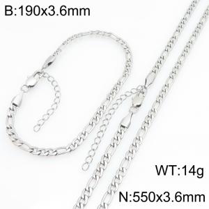 Stainless steel NK chain bracelet necklace set suitable for daily jewelry wear - KS232014-KGM