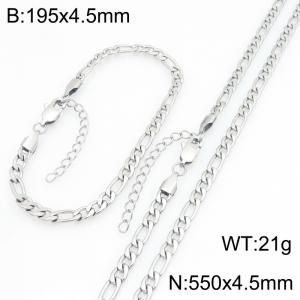 Stainless steel NK chain bracelet necklace set suitable for daily jewelry wear - KS232016-KGM