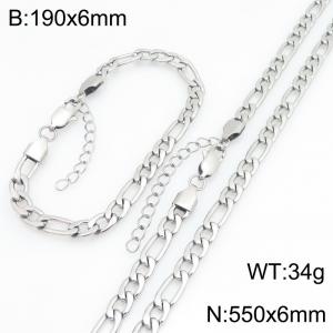 Stainless steel NK chain bracelet necklace set suitable for daily jewelry wear - KS232020-KGM