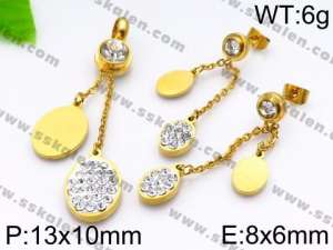Stainless Steel Stone&Crystal Earring - KS93283-JG