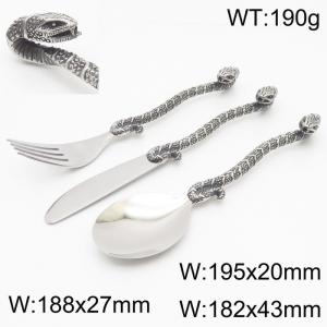 Stainless Steel Fork&Knife&Spoon Tableware Set with Vivid Snake Handles - KTA056-KJX