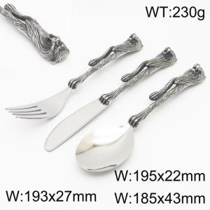 Stainless Steel Fork&Knife&Spoon Tableware Set with Mighty Lion Handles - KTA060-KJX