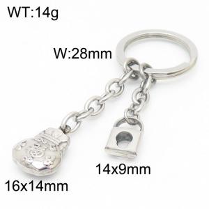 DIY creative hollow lock shaped accessories O-chain stainless steel lucky bag keychain - KY1279-Z