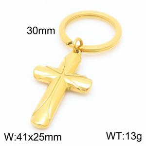 Simple stainless steel cross keychain - KY1411-Z
