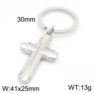 Simple stainless steel cross keychain - KY1412-Z