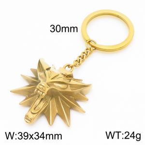 Viking Wolf Head Keychain Simple Accessories Stainless Steel Accessories Jewelry - KY1413-Z