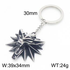 Viking Wolf Head Keychain Simple Accessories Stainless Steel Accessories Jewelry - KY1414-Z