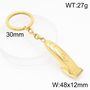 Punk style hip-hop personality stainless steel creative hair salon shaving tools DIY gold keychain - KY1425-Z