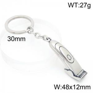 Punk style hip-hop personality stainless steel creative hair salon shaving tools DIY silver keychain - KY1426-Z