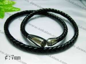  Stainless Steel Clasp with Leather Cord-7mm - KN1756