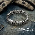 Vintage patterned dragon bone chain punk style men's stainless steel buckle bracelet - KB113828-BD-190