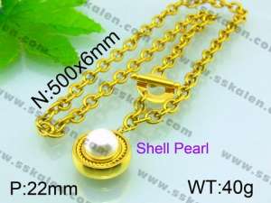 SS Gold-Plating Necklace  - KN16647-Z