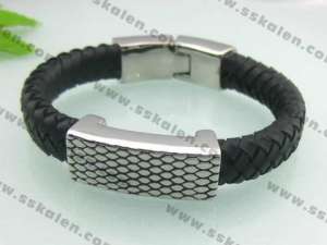 Stainless Steel Leather Bangle - KB32275-D