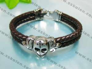 Stainless Steel Leather Bracelet - KB17529-D