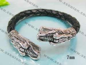 Stainless Steel Leather Bracelet  - KB23666-D