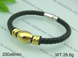 Stainless Steel Leather Bracelet - KB32926-T