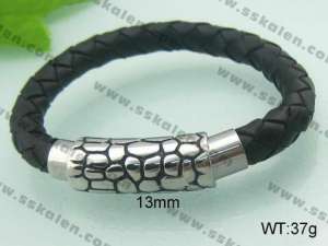 Stainless Steel Leather Bracelet - KB35265-T