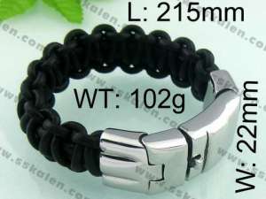 Stainless Steel Leather Bracelet  - KB40269-D