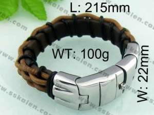 Stainless Steel Leather Bracelet  - KB40270-D