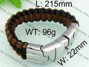 Stainless Steel Leather Bracelet  - KB40273-D