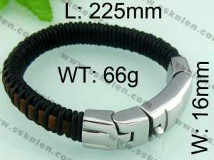 Stainless Steel Leather Bracelet  - KB40275-D