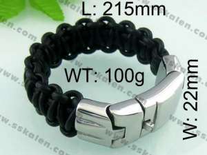 Stainless Steel Leather Bracelet  - KB40286-D