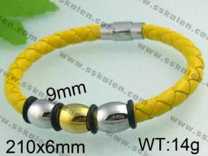 Stainless Steel Leather Bracelet   - KB40929-TXH