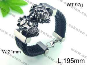  Stainless Steel Leather Bracelet  - KB48293-D
