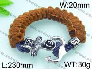 Stainless Steel Leather Bracelet   - KB48799-D
