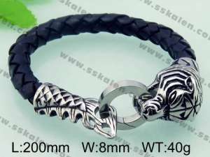 Stainless Steel Leather Bracelet  - KB57210-Z