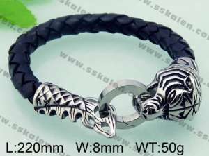 Stainless Steel Leather Bracelet  - KB57212-Z