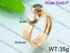 Stainless Steel Rose Gold-plating Ring  - KR30213-K
