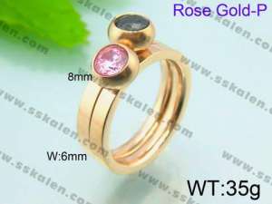 Stainless Steel Rose Gold-plating Ring  - KR30214-K