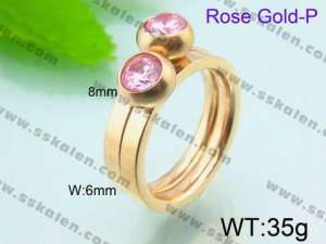 Stainless Steel Rose Gold-plating Ring  - KR30215-K