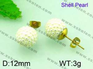 SS Shell Pearl Earrings - KE52449-Z